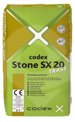 Lepidlo pro střední lože s přídavkem trasu CODEX Stone SX 20 Trass C1TE 25kg