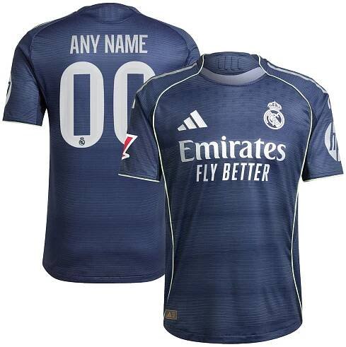 Real Madrid adidas 2025/26 Away Authentic Custom Jersey - Blue