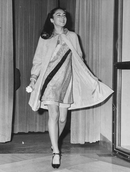 Romina Power Wearing A Petticoat Dress At 'La Lupa' Gala Performance, November 12, 1965, Rome.