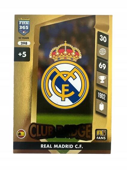 FIFA 365 2025 ADRENALYN XL PANINI FANS REAL MADRID Č. 298 Logo Klubový odznak