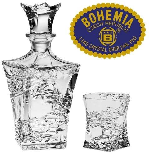 Whiskey set láhev + 6ks sklenic - křišťálové sklo Bohemia Crystal - Sklo & Bižuterie CZ