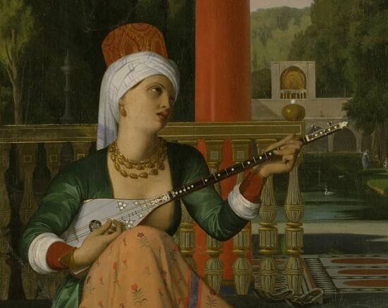 Soubor:Jean-Paul Flandrin - Odalisque with Slave - cropped to show dutar.jpg