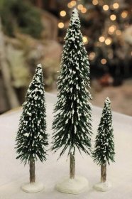 Zasněžené vánoční stromky 12ks