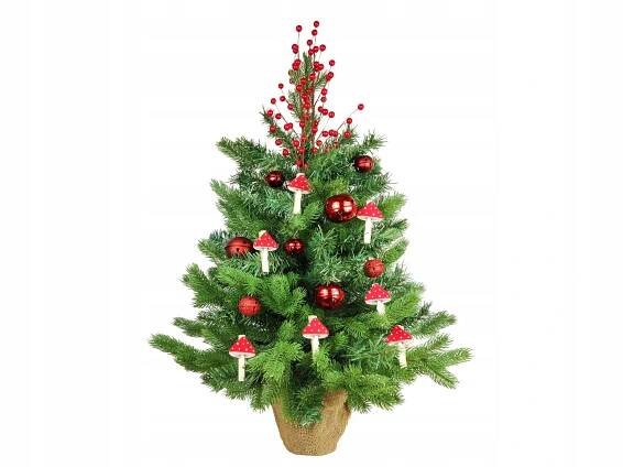 Ozdobený umělý vánoční stromeček MUCHOMŮRKA 60 cm s LED OSVĚTLENÍM V KVĚTIN