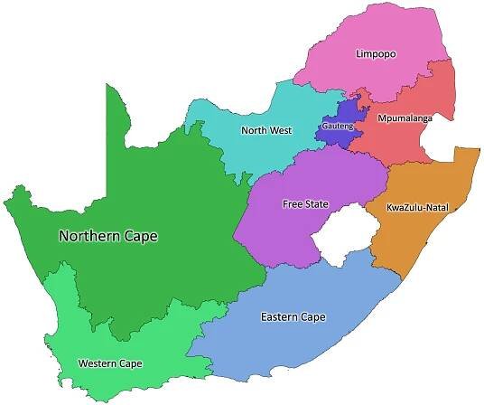 South Africa labeled map