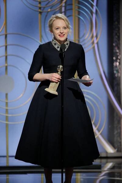 Elizabeth Moss speaks after winning Best Performance by an Actress in a Television Series Drama 