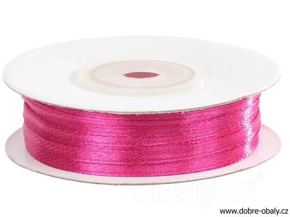 Saténová svatební stuha 0,3 cm x 50 m MAGENTA