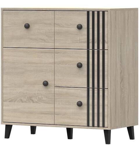 Šatní skříň FOX 4S2D 06, 104 cm Dub Sonoma/Černá