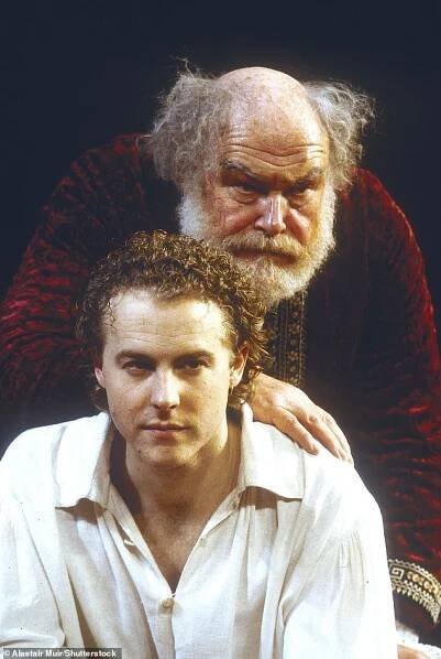 West and his son Samuel performing in Henry IV at the Old Vic Theatre in 1997