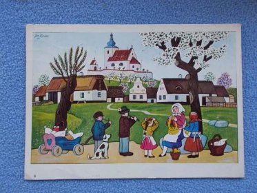 Umělecká pohlednice Josef Lada malíř Odeon jaro velikonoce vrba děti