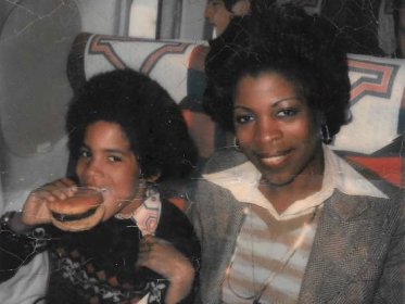 Lenny Kravitz and his mother Roxie on a plane