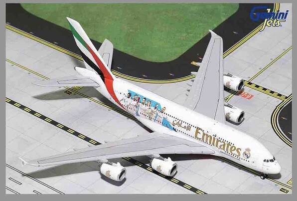 Modely letadel A380.GeminiJets GJUAE1762 - Airbus A380-800, Emirates 'Real Madrid'