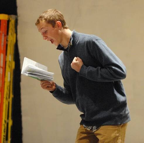 Junior Matthew Schmittdiel plays Henry Bingham, the owner of Quail Valley Country Club. Photos by Hanna Whitehouse.