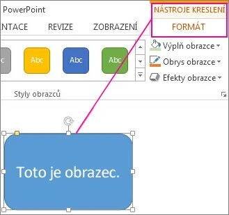 Nástroje kreslení zobrazené při výběru obrazce