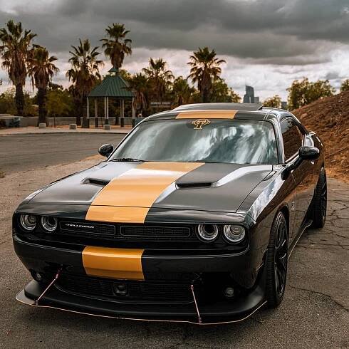 modified Dodge Challenger rt with lowered suspension