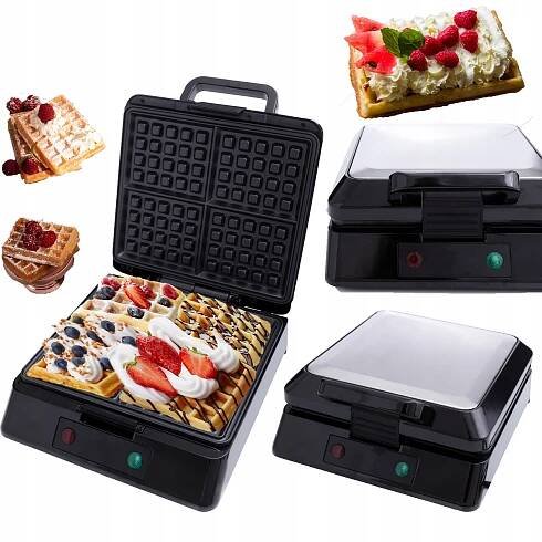 VAFLOVAČ NA 4 KŘUPAVÉ NADÝCHANÉ VAFLE XL VYSOKÝ VÝKON 1500 W SILNÁ MŘÍŽKA XL