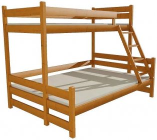 Patrová postel s rozšířeným spodním lůžkem PPS 004 90/120 x 200 cm- olše