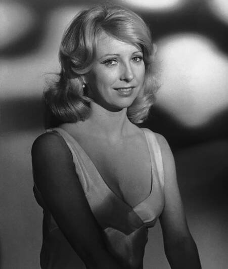 American actress Teri Garr wearing a low-cut dress, circa 1975.