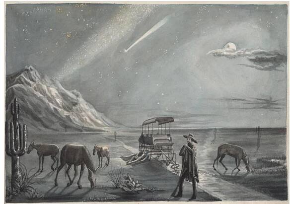 Figure 3. Butterfield Overland Mail stage wagon in Arizona, by William Hayes Hilton, 1858. Courtesy The Huntington Library, San Marino, California. 