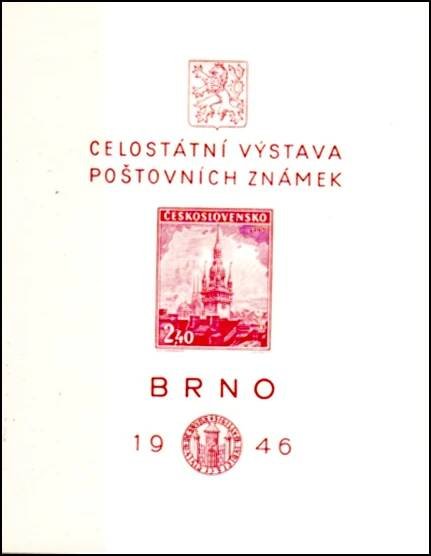 Celostátní výstava poštovních známek Brno 1946 (aršík)