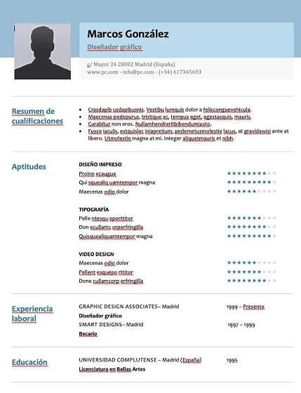 curriculum vitae plantilla word