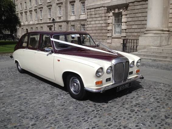 Daimler DS420 Limousine - Burgundy & Ivory - Wedding Cars Dublin Ireland - Book online Vintage cars and busesWedding Cars
