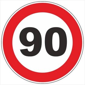 Samolepicí cedule „Omezená rychlost 90km/h“