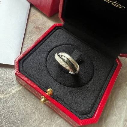 Cartier Trinity white gold ceramic diamond prsten