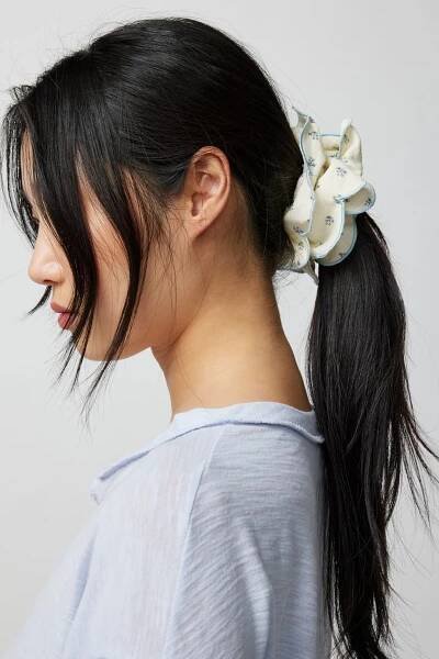 Printed Ruffle Jumbo Scrunchie