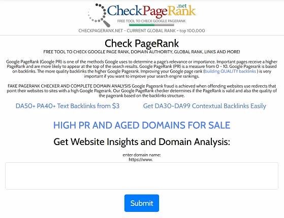 Checking a page's PageRank score