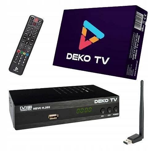 Tuner DVB-T2 DekoTV H.265 PRO + Tuner DVB-T2 DekoTV USB WiFi DekoTV
