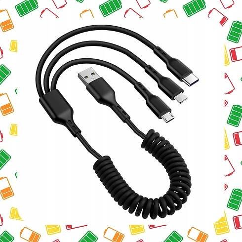 USB KABEL 3V1 QC 3,1 A RYCHLÉ NABÍJENÍ TYPE-C LIGHTNING MICRO USB DO AUTO 1,5 M za 120.00CZK - Allegro