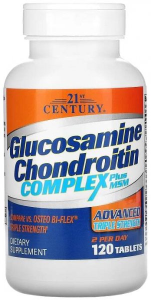 21st Century, Glukosamin Chondroitin Complex Plus MSM, pokročilá trojnásobná účinnost, 120 tablet