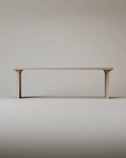 The Arcus Table & Bench – Travertin – Tim Vranken