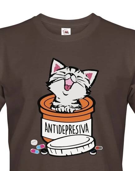 Pánské tričko pro milovníky koček s potiskem "Antidepresiva"