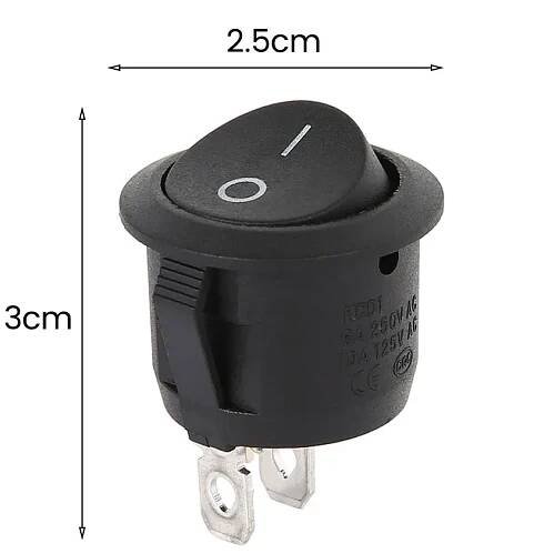 10 ks Kolébkový mini spínač 12V 220V kulatý dvoupinový | auto součástka, elektro komponent -