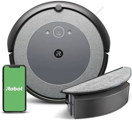 Robotický vysavač iRobot Roomba Combo i5 (i5172) Vysavač a mop robot, schopný WiFi, inteligentní navigace, 2 gumové kartáče 5060944996826
