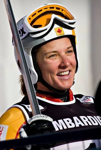Canadian Britt Janyk after a successful first training run of the season at Lake Louise in 2007