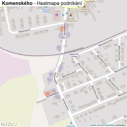 Mapa Komenského - Firmy v ulici.
