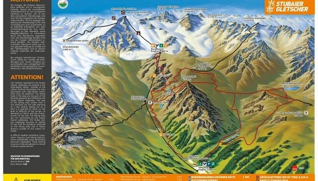 Wanderpanoramakarte Stubaier Gletscher 