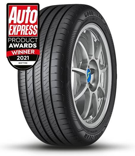 EfficientGrip Performance 2 Tyre Shot with 2020 Auto Express Summer Tyre Test Win badge