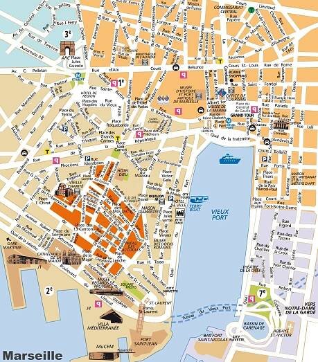 Mapa Marseille - v Marseille mapa města (Provence-Alpes-Côte d ' Azur - Francie)