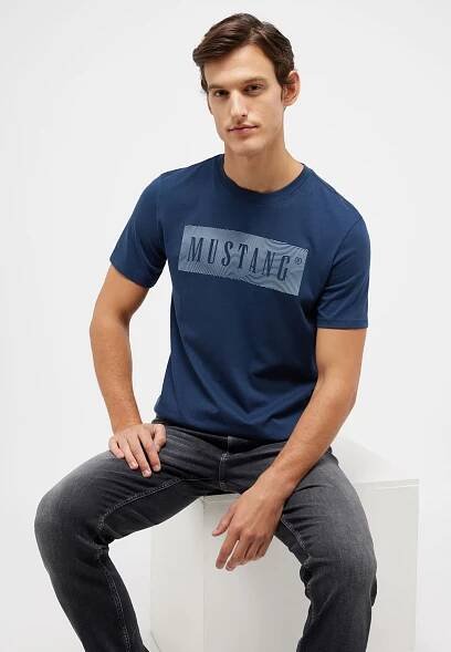 Pánské tričko k.r. MUSTANG modré | EXE JEANS | Specialisté na džíny Mustang, Cross, Mavi a další