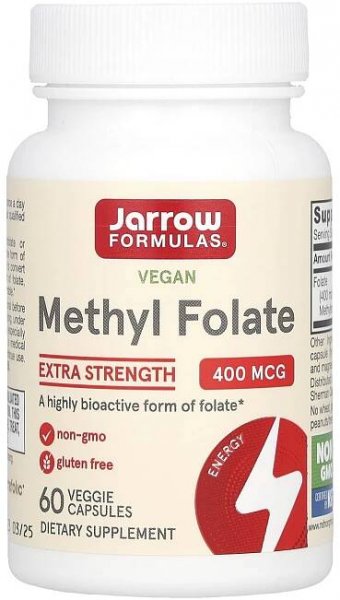 Jarrow Formulas, Vegan Methyl Folate, 400 mikrogramů, 60 rostlinných kapslí 