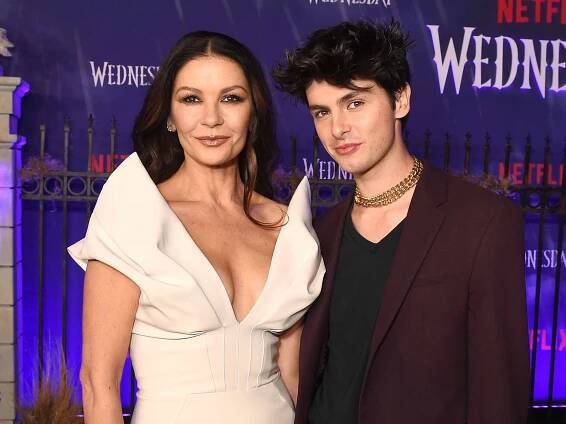 Catherine Zeta-Jones and Dylan Michael Douglas at the premiere of Netflix's 