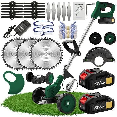 Portable Home Cordless Electric Lawn Mower, Yard Weeder/Cordless Lawn Mower With 3 Models Of Blades And Two High Capacity Lithium-ion Batteries, Stron