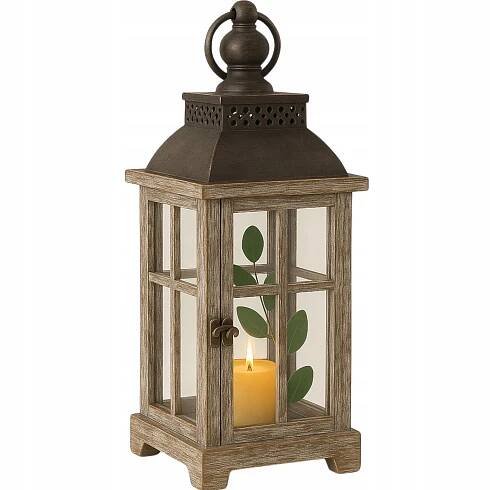 Dřevěný lampion velký 45 cm Svícen XXL Lucerna