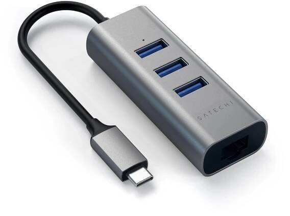 USB Hub Satechi Aluminium Type-C Hub (3x USB 3.0, Ethernet) - Space Grey Lateral view