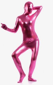 Pink Zentai Suit Adults Unisex Full Body Shiny Metallic Bodysuit milanoo