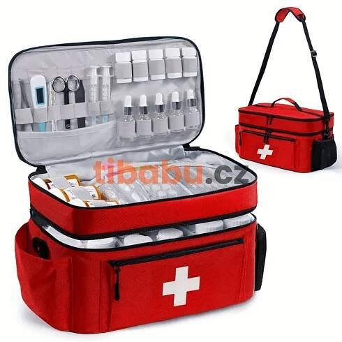 MedicBag Extra prostorný organizér na zdravotní potřeby a léky – s odepínacím popruhem a nastavitelnými přihrádkami - tibabu.cz